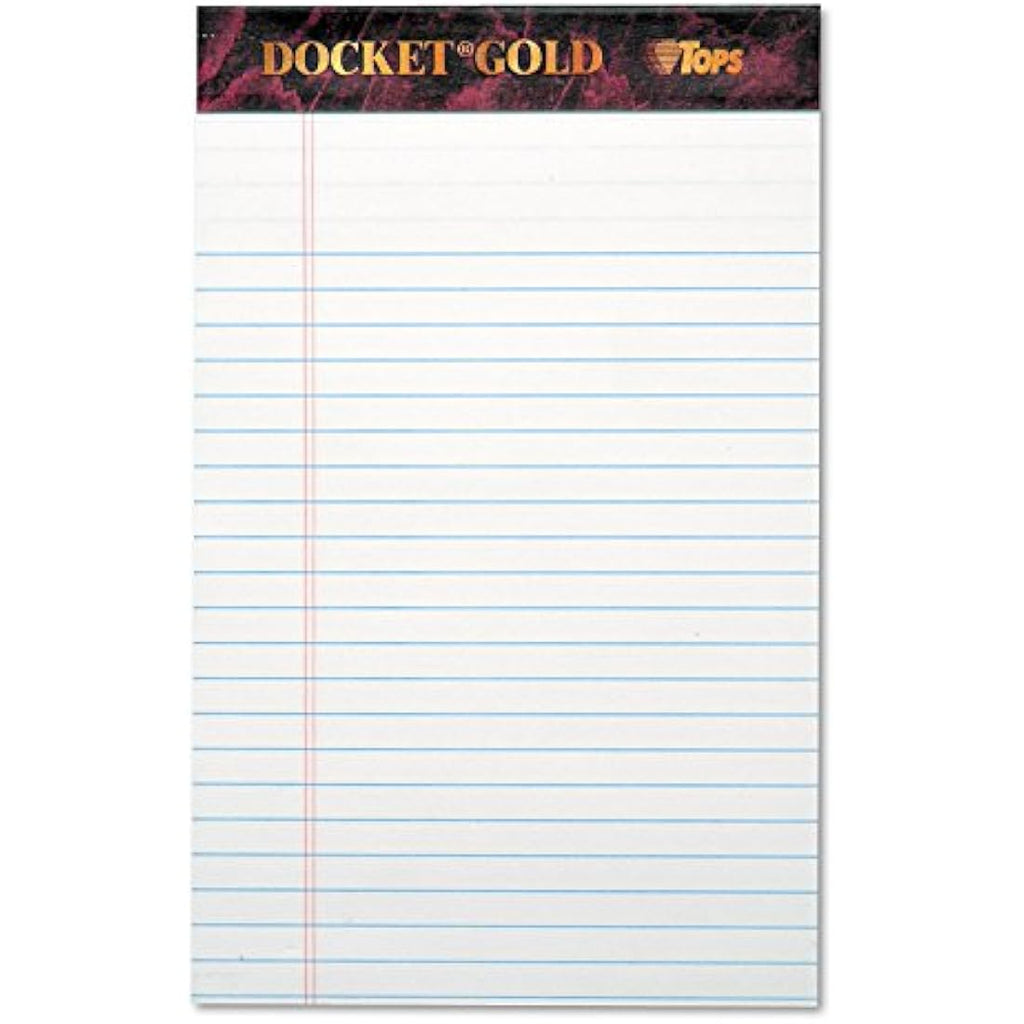 Tops Docket Gold Jr. Legal Pads – 5 x 8 White Ruled Writing Pads