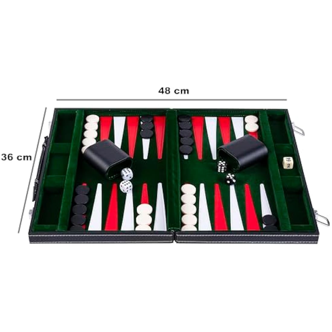 Engelhart Wooden Backgammon Set – 15 Inch Travel Case with Inlaid Felt