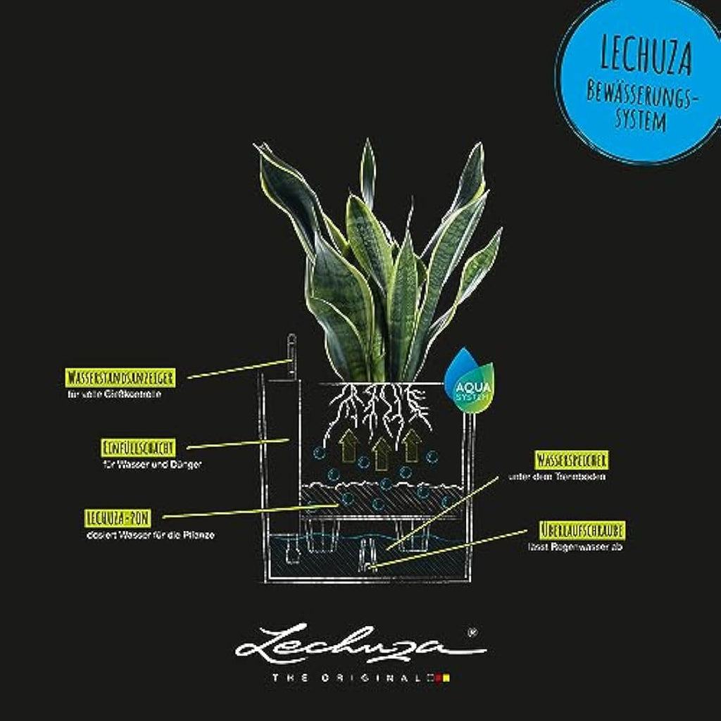 LECHUZA CUBE Cottage 50 Self-Watering Planter – Granite Modern Pot
