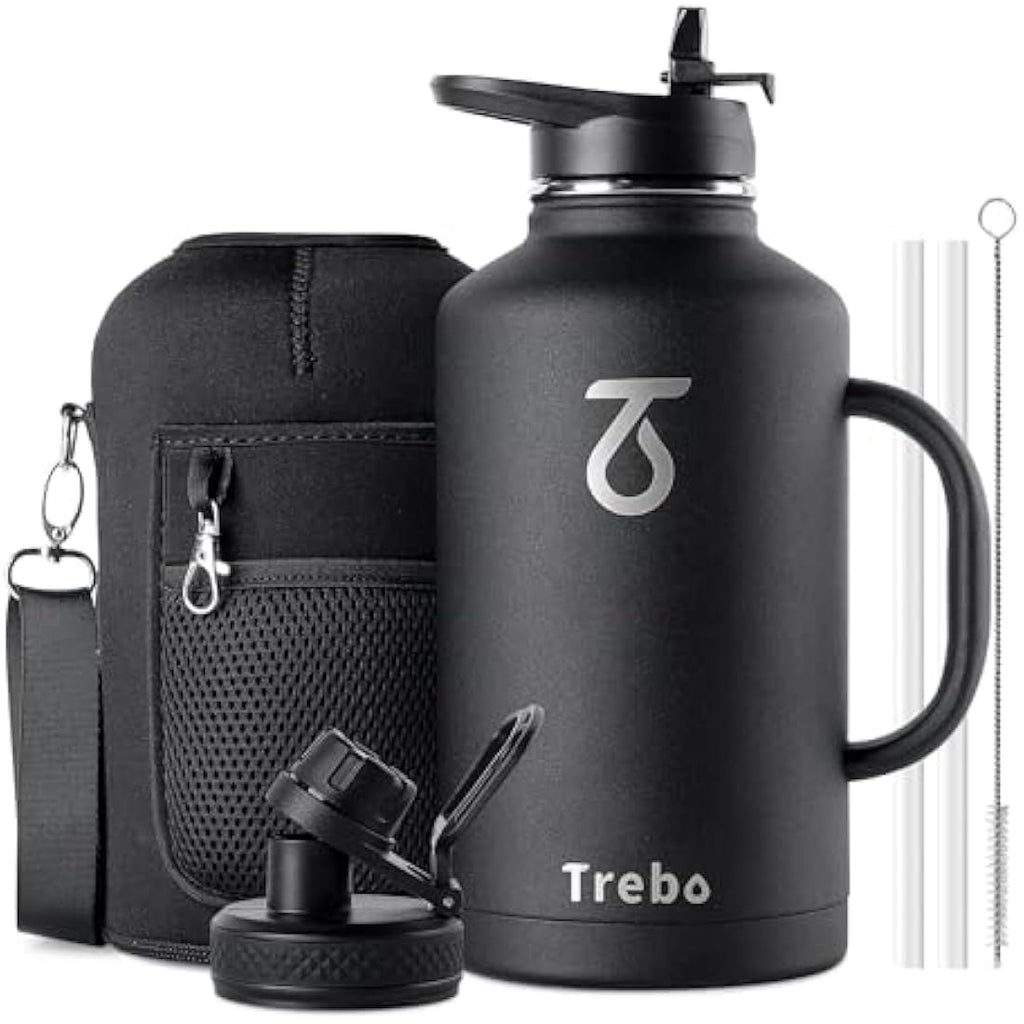 Trebo 2L Insulated Stainless Steel Water Bottle | 48H Cold – Black