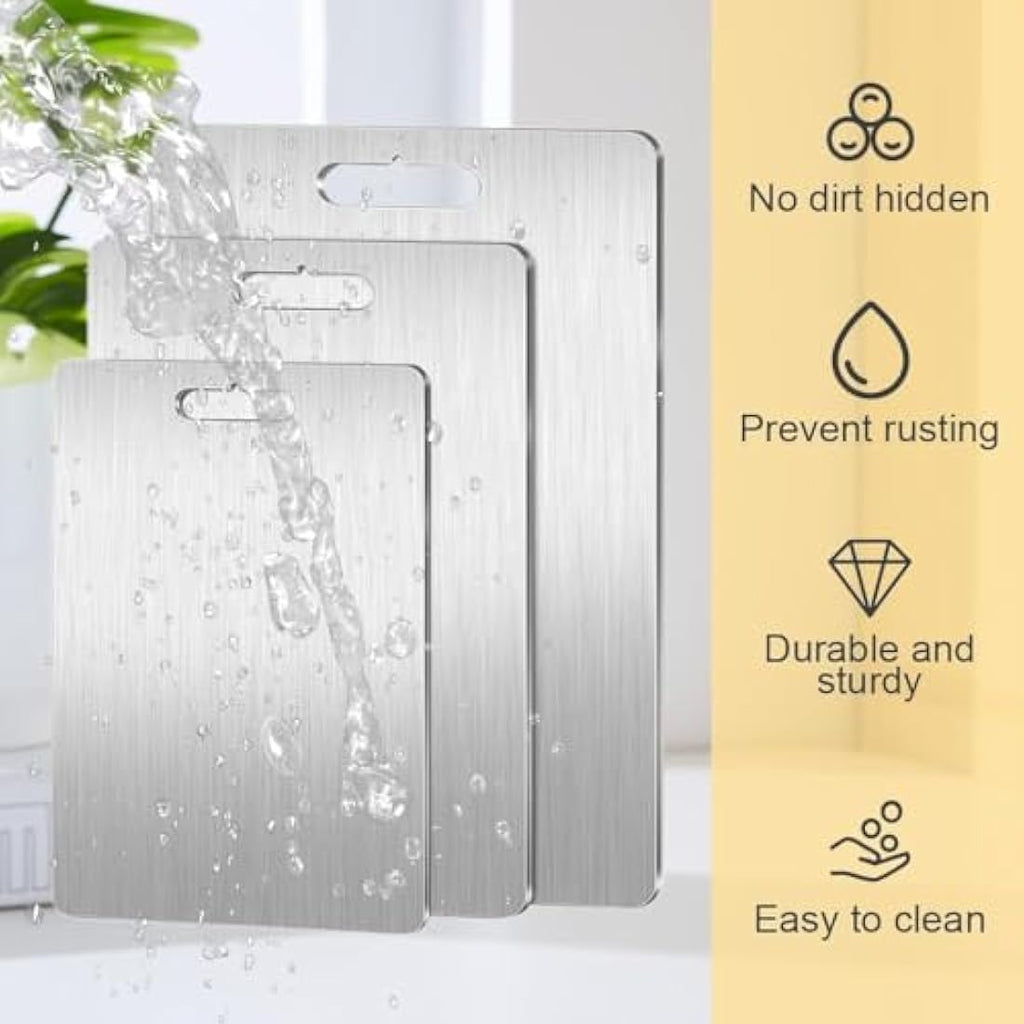 Jolof Store Stainless Steel Cutting Board Set | 3-Piece Hygienic Set