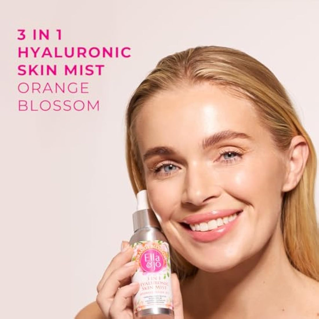 Ella & Jo Orange Blossom Hyaluronic Skin Mist – Hydrating 3-in-1 Spray
