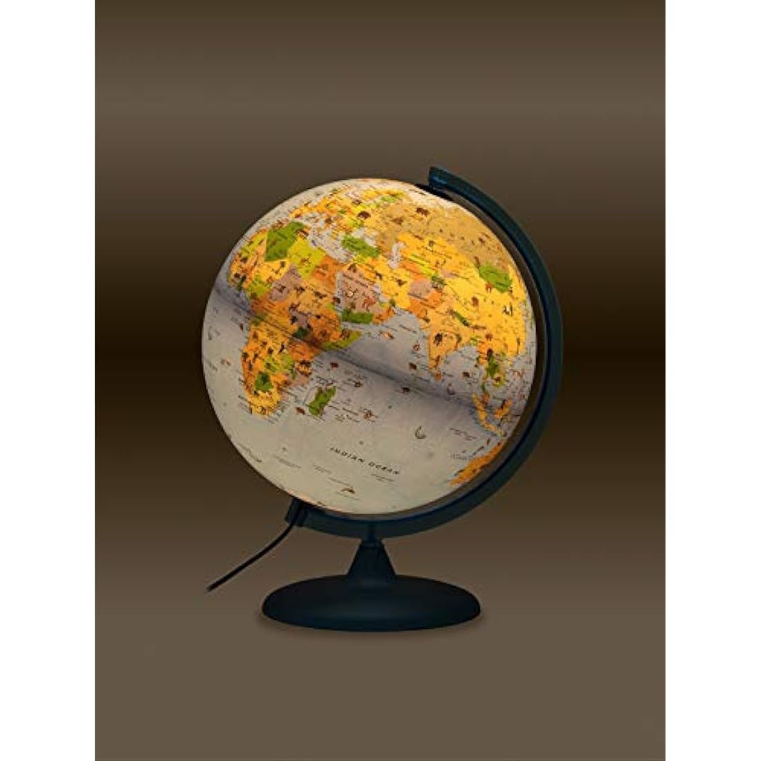 Tecnodidattica Illuminated Animal Globe for Kids – 12" Revolving Map