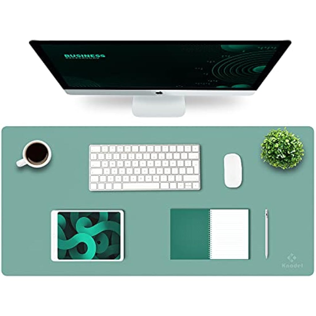 K KNODEL Leather Desk Mat | Dual-Sided Office Mouse Pad - Green (90x43cm)