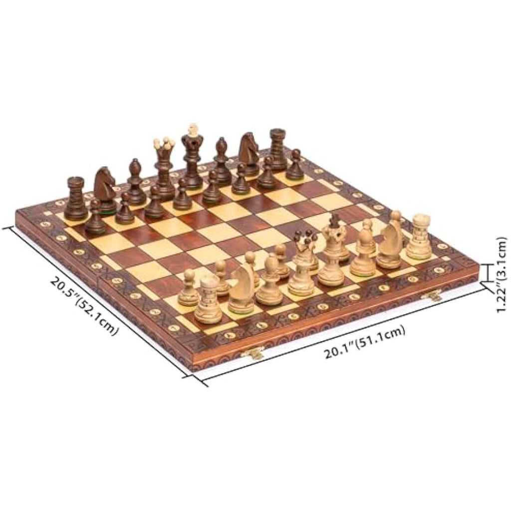 Husaria Ambassador Large Wooden Chess Set – Handcrafted 55cm Board