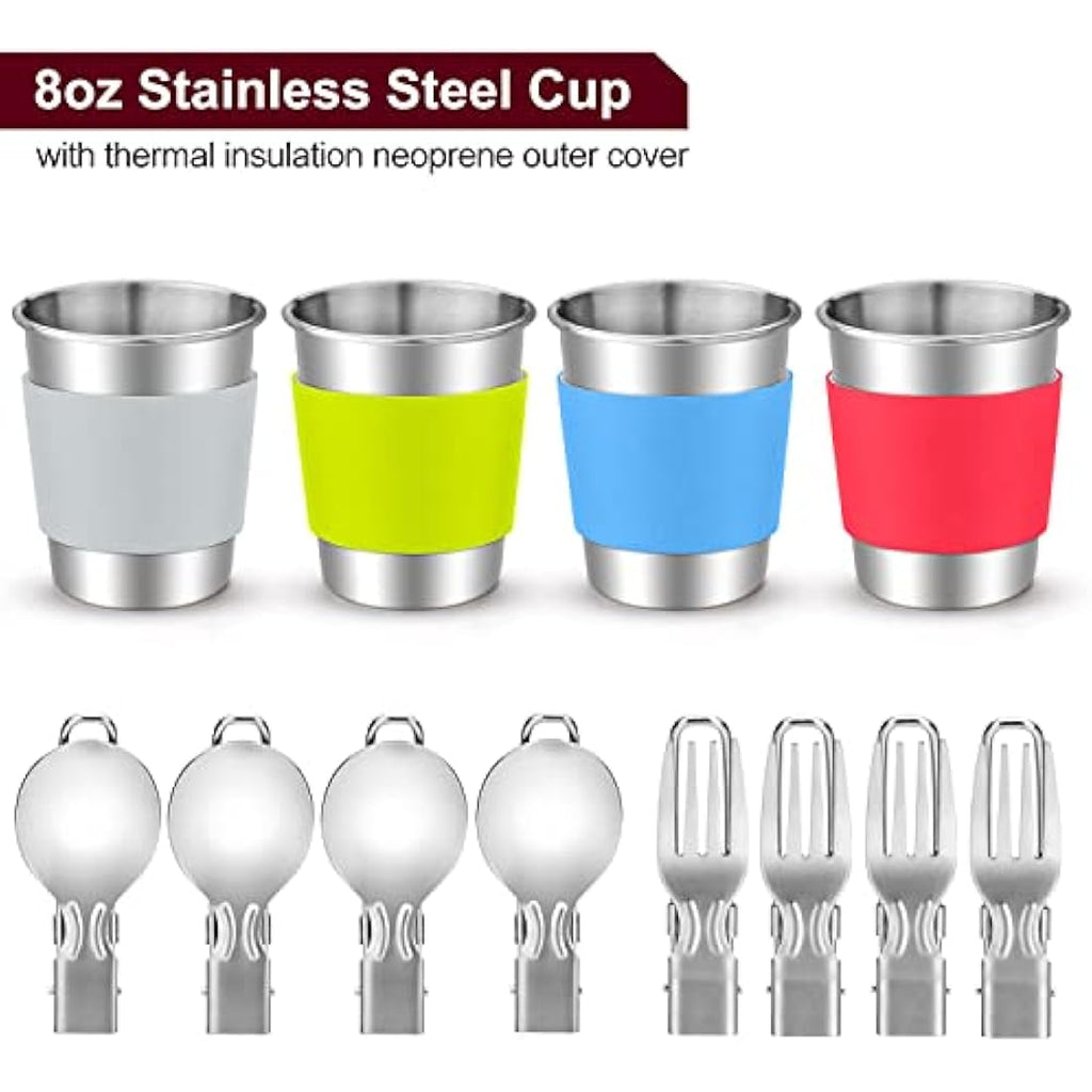 Odoland 22-Piece Camping Cookware Kit | Stainless Steel Set for 4 People