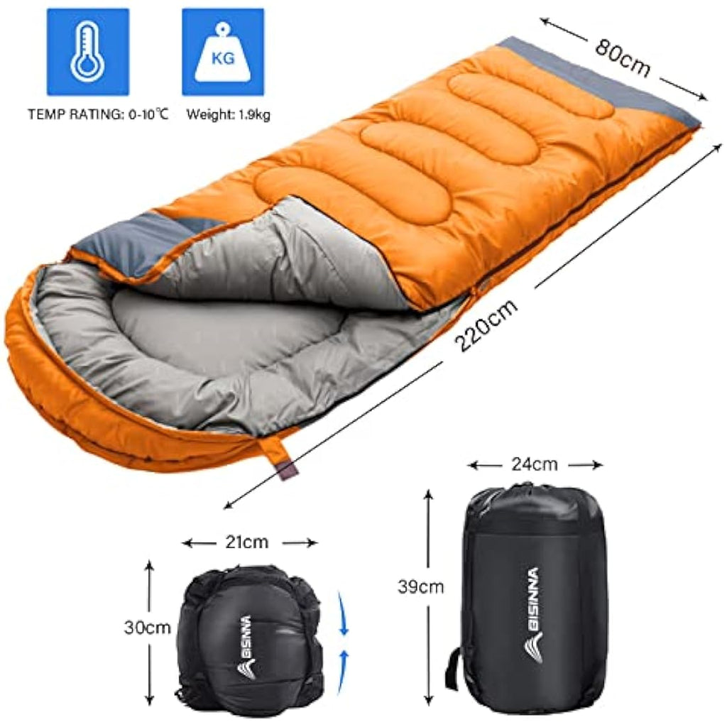 BISINNA Sleeping Bag with Pillow – 4 Season Waterproof Camping Gear