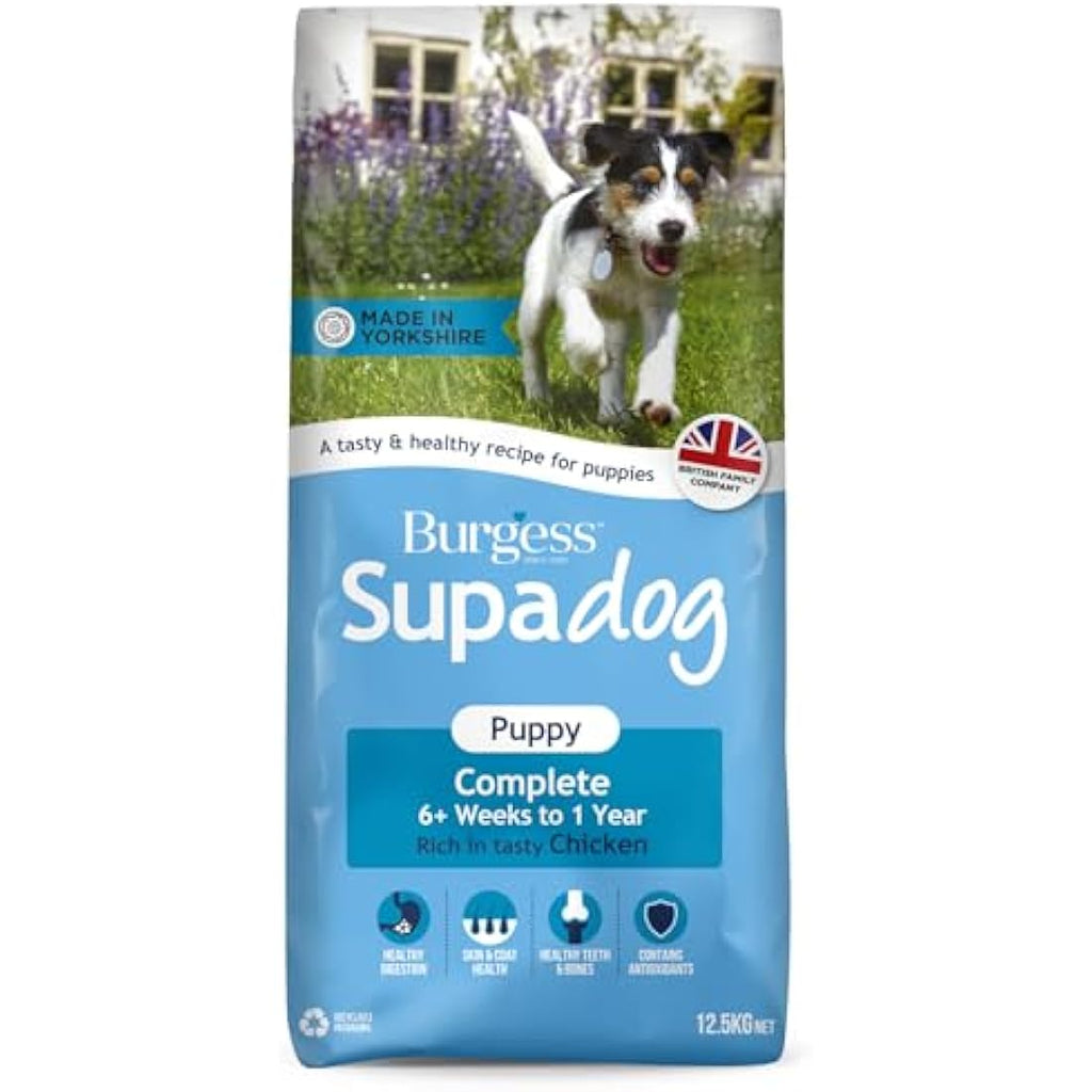 Burgess Supadog Puppy Dry Food – Rich in Chicken for All Breeds, 12.5kg