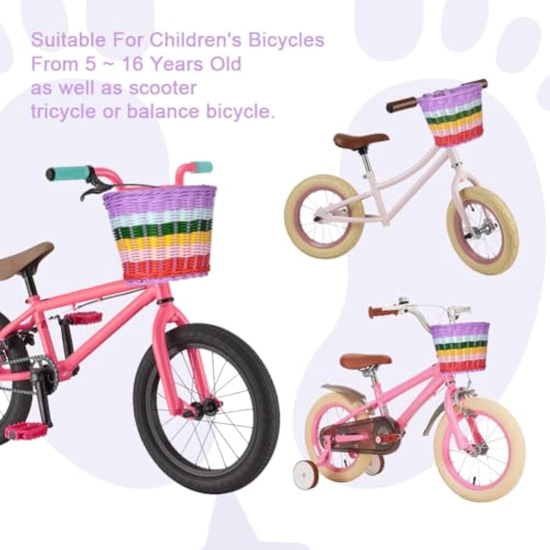Jolof Store Kids Bike Basket – Handwoven Wicker Bicycle Basket for Kids