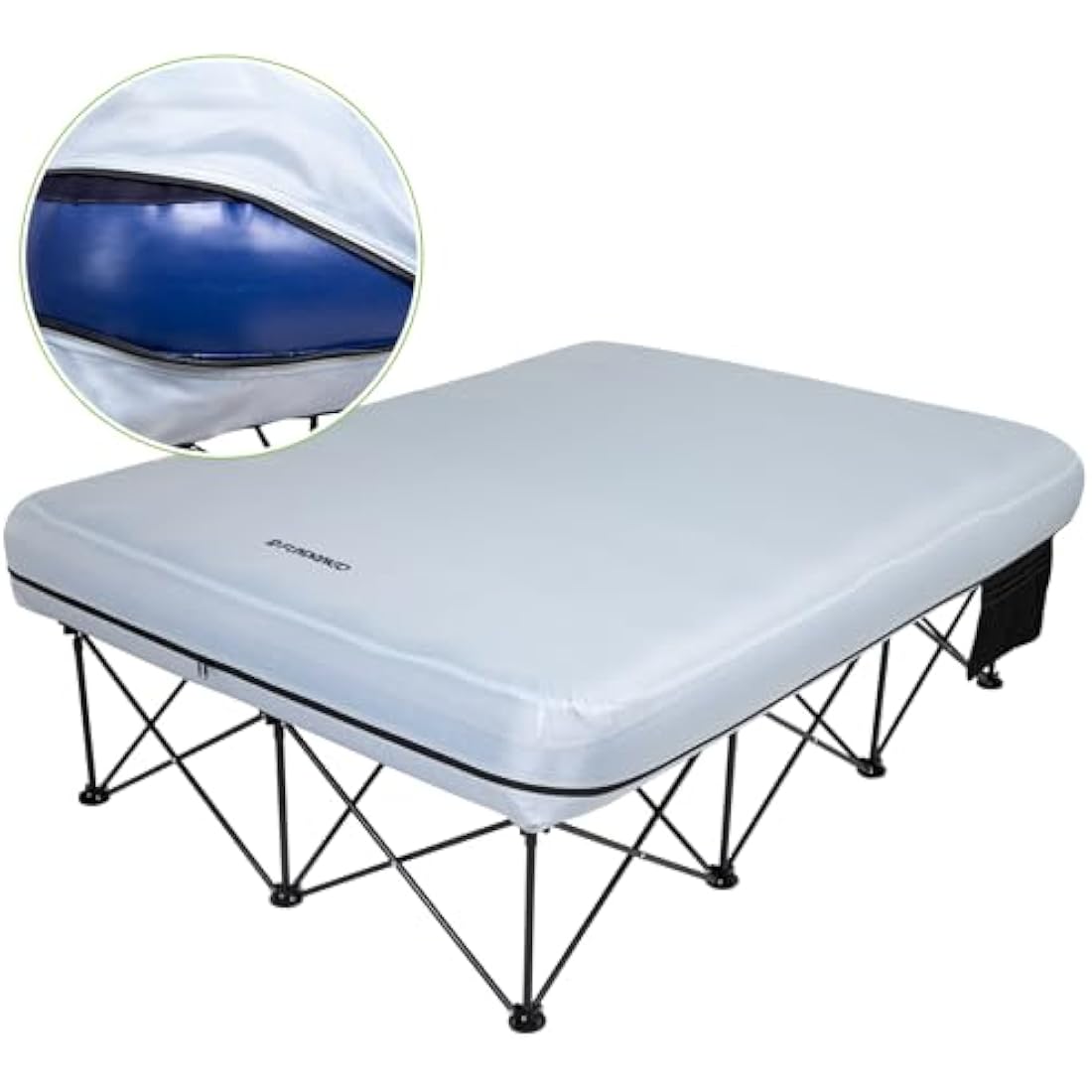 FUNDANGO Double Camping Cot with Air Mattress | Folding 2 Person Bed