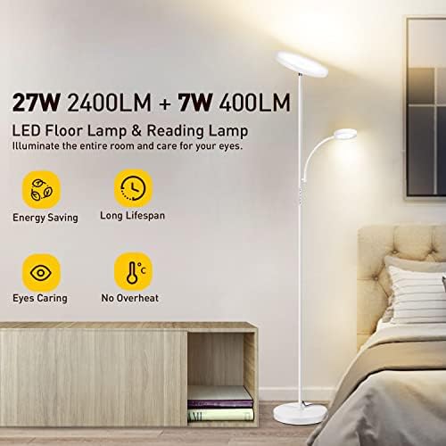 OUTON LED Floor Lamp with Reading Light | Dimmable Mother-Child Lamp