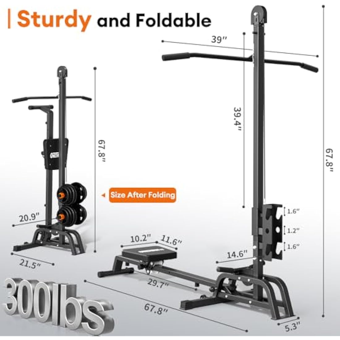 ONETWOFIT 2-in-1 Foldable Rowing Machine & LAT Pull Down Home Gym