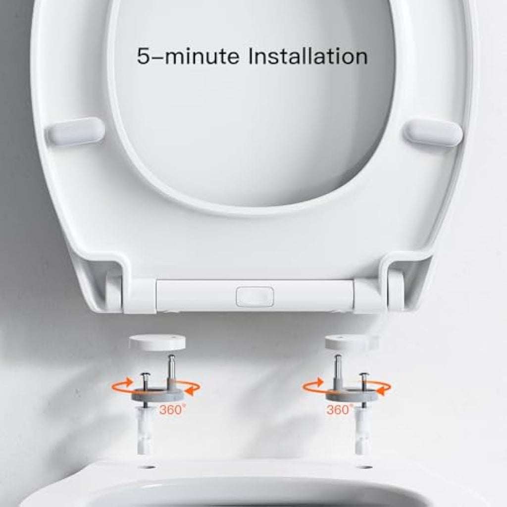 Pipishell O-Shape Toilet Seat – Soft Close with Quick Release, White