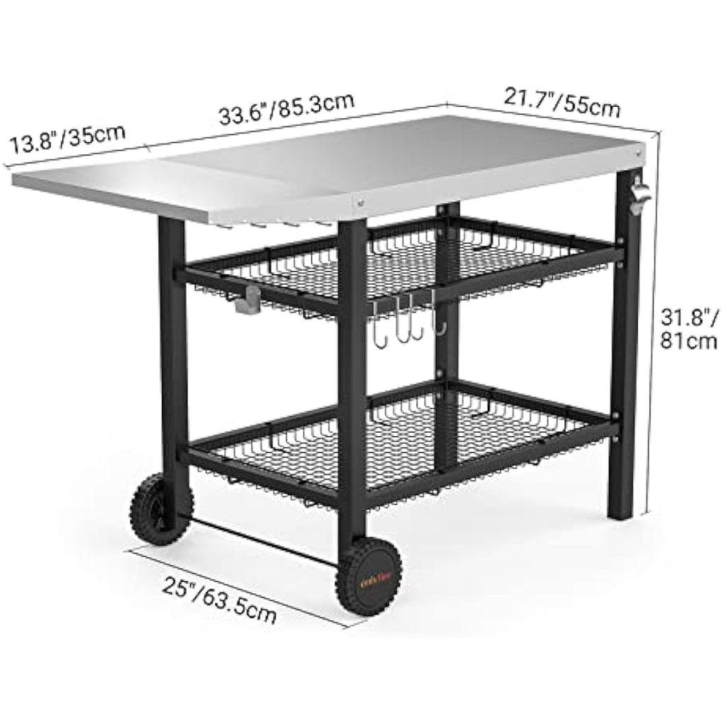 BBQ Prep Table – Stainless Steel Heavy Duty Grill Trolley