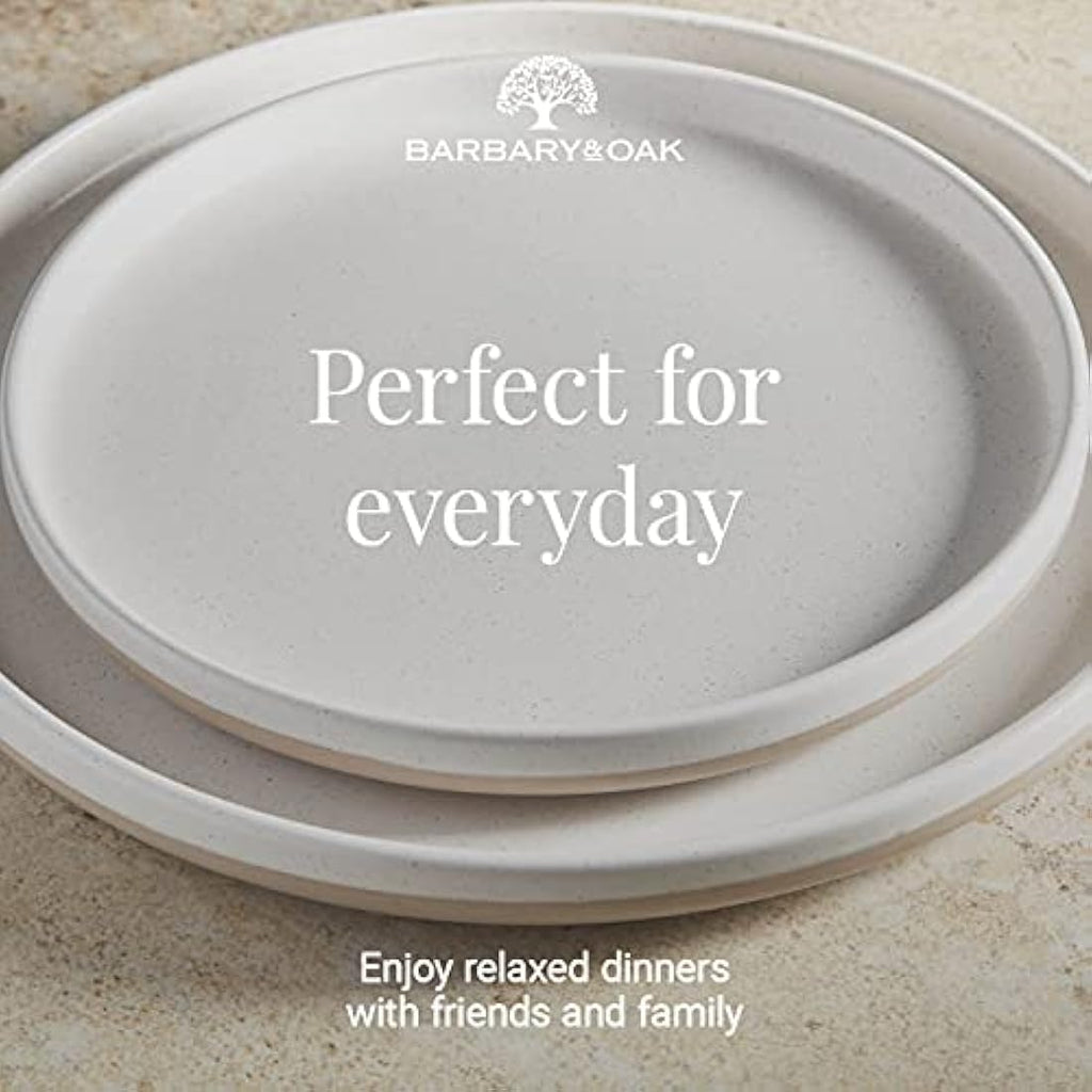 Barbary & Oak Avena 16 Piece Stoneware Dinnerware Set | Linen White