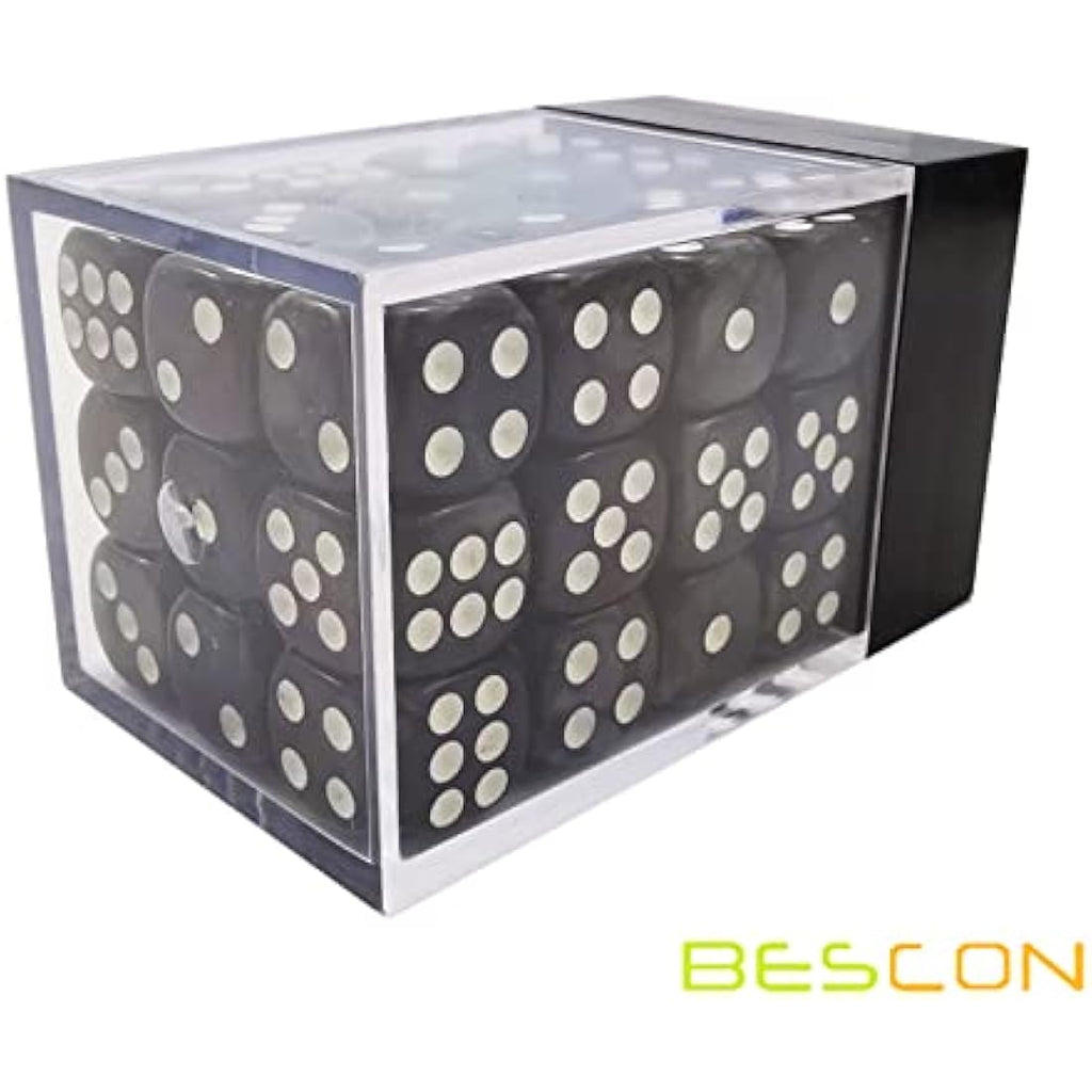 Bescon Marble Black 12mm 6-Sided Dice Set | 36 Count Block with Box