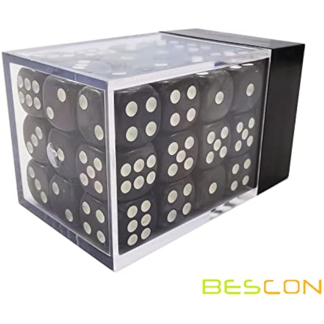 Bescon Marble Black 12mm 6-Sided Dice Set | 36 Count Block with Box