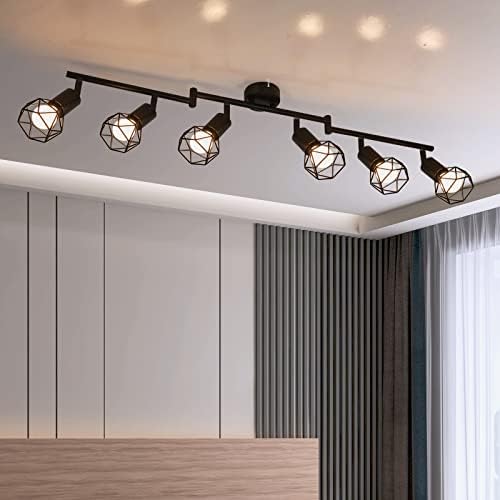 Jolof Store Industrial 6-Light Rotatable Ceiling Spotlight – Matte Black