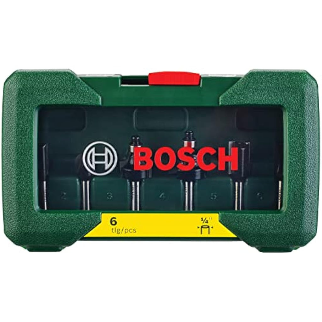 Bosch 6-Piece Tungsten Carbide Router Bit Set for Wood | 1/4" Shank