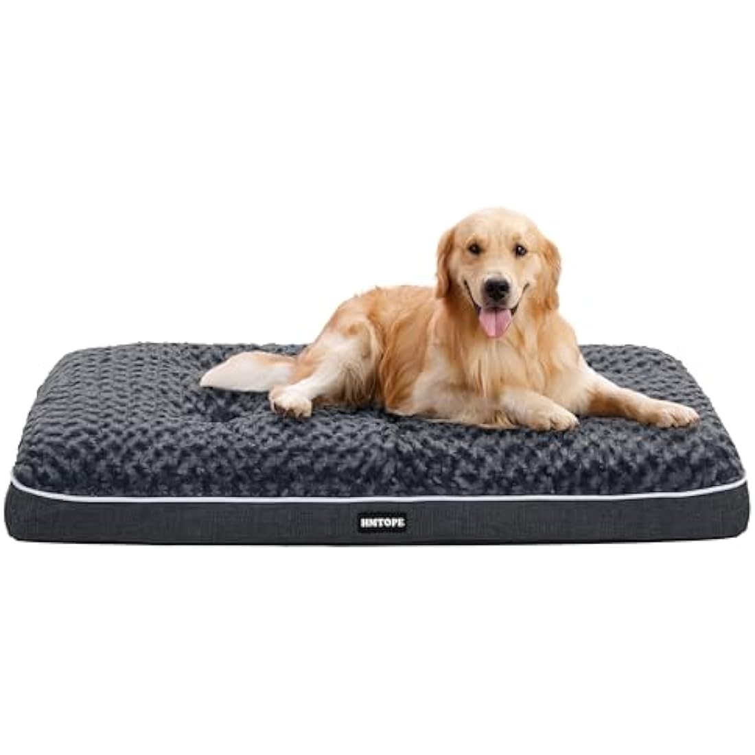 HMTOPE Orthopaedic Dog Bed – Washable Fleece Cushion, Dark Grey, 105cm