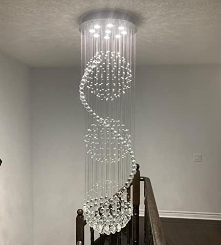 Spiral Sphere Crystal Chandelier – 180cm LED Flush Mount Lamp