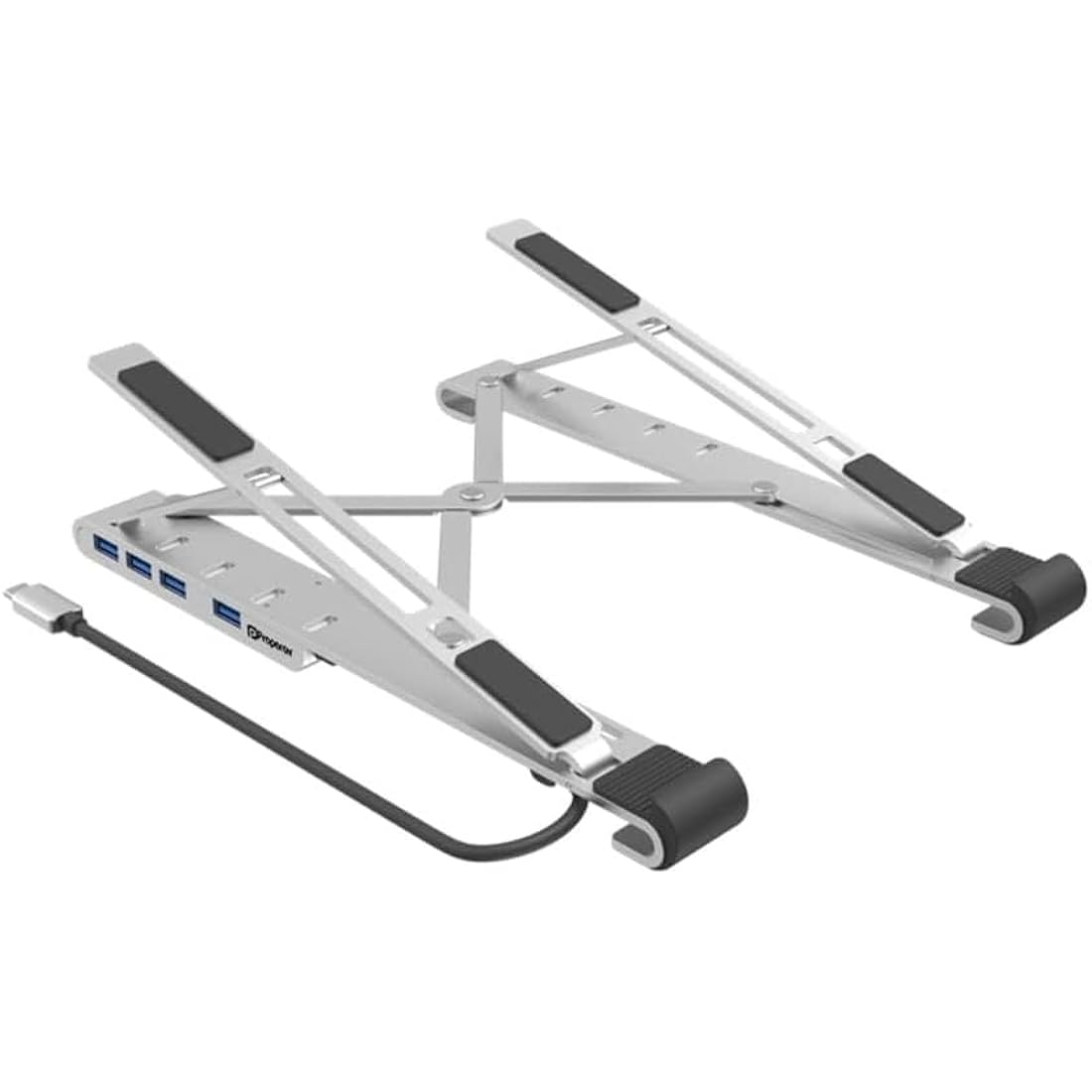 Properav Aluminum Laptop Stand with 100W USB-C Hub & 4 USB-A Ports