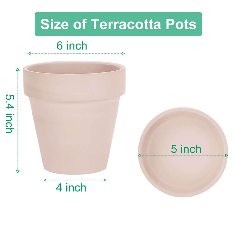 vensovo 15CM Pink Terracotta Pots with Saucers - 4 Pack Clay Planters