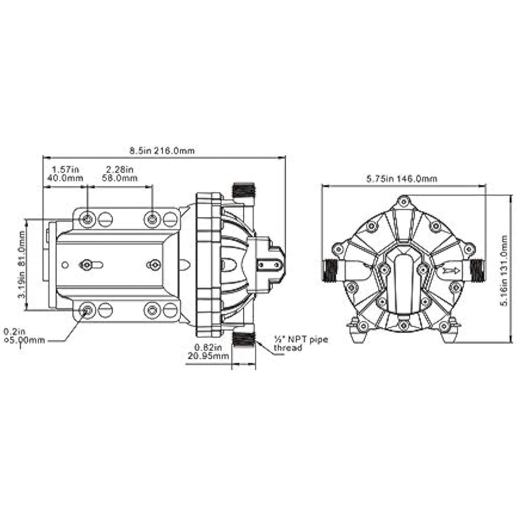 Seaflo 55-Series 12V Diaphragm Water Pump – 5.5 GPM 60 PSI Self-Priming
