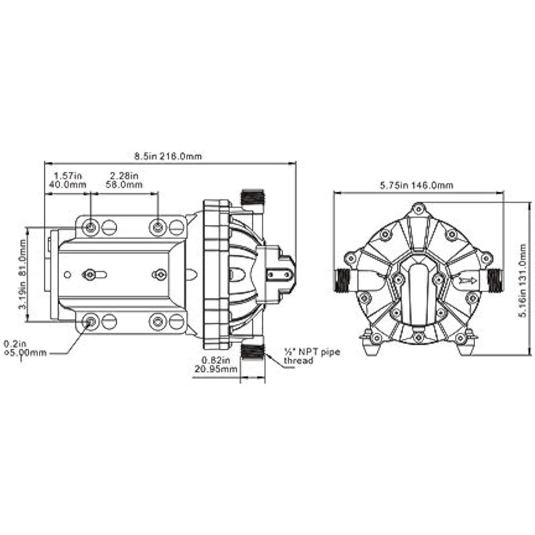 Seaflo 55-Series 12V Diaphragm Water Pump – 5.5 GPM 60 PSI Self-Priming