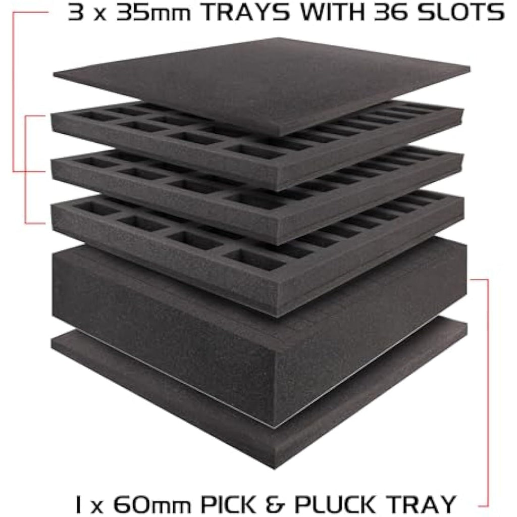 ENHANCE Miniature Figure Storage Case - 108 Slot Foam & Pick and Pluck