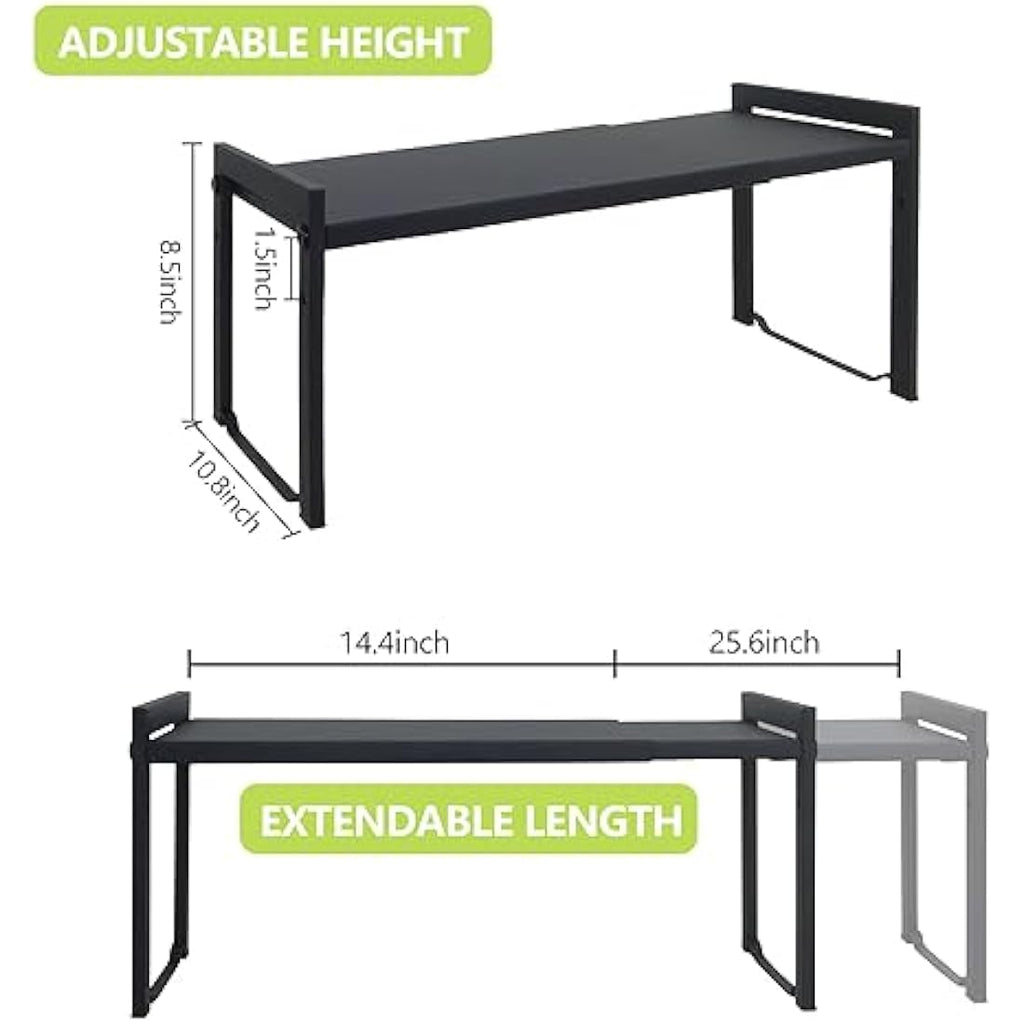 Goodsnetic Expandable Kitchen Cabinet Shelf – Heavy Duty Metal Organizer