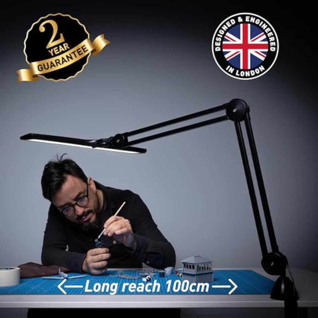 Daylight Lumi LED Task Lamp – 3800 Lux High CRI Desk Lamp - Black