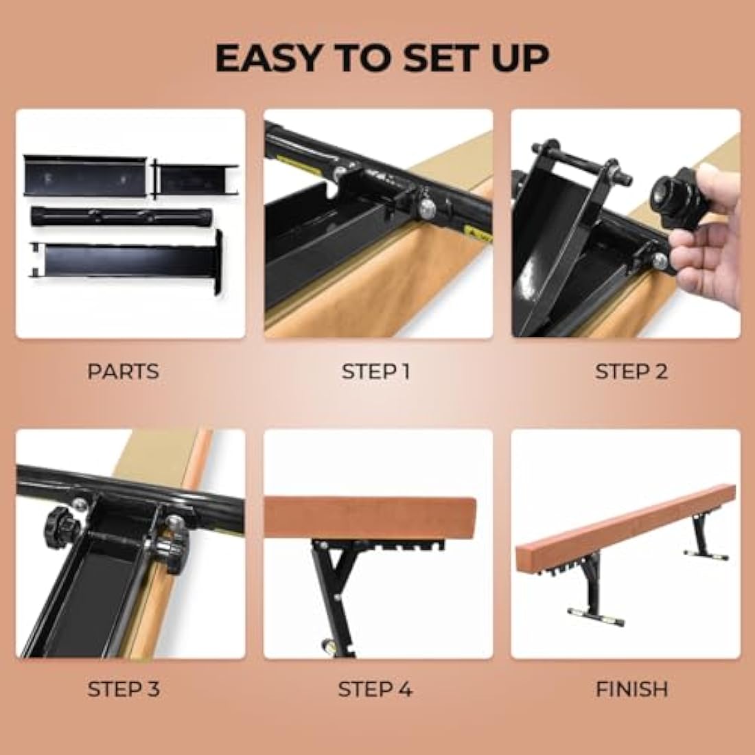SportBob 8ft Adjustable Gymnastics Balance Beam for Kids Home Training