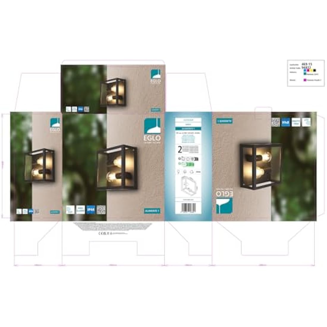 Eglo Alamonte 1 Outdoor Ceiling Light – Black Steel & Glass IP44