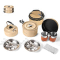 Odoland 15pcs Camping Cookware Mess Kit with Kettle and Utensils