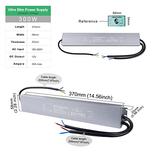 REYLAX 12V LED Driver – 300W IP67 Waterproof Outdoor Power Supply