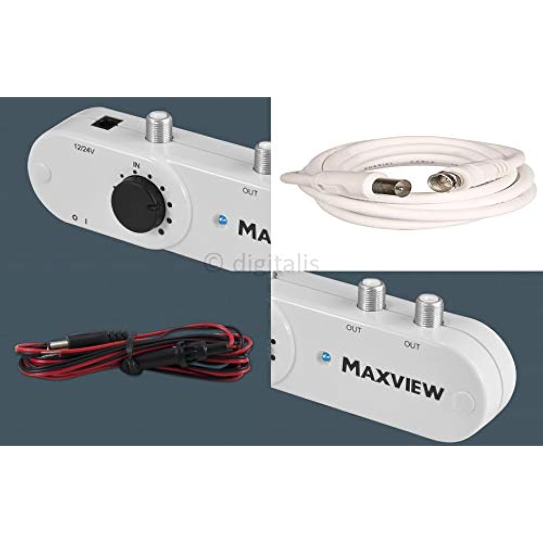 Maxview MXL008 12V/24V 2-Way TV/DAB Signal Booster for Caravans