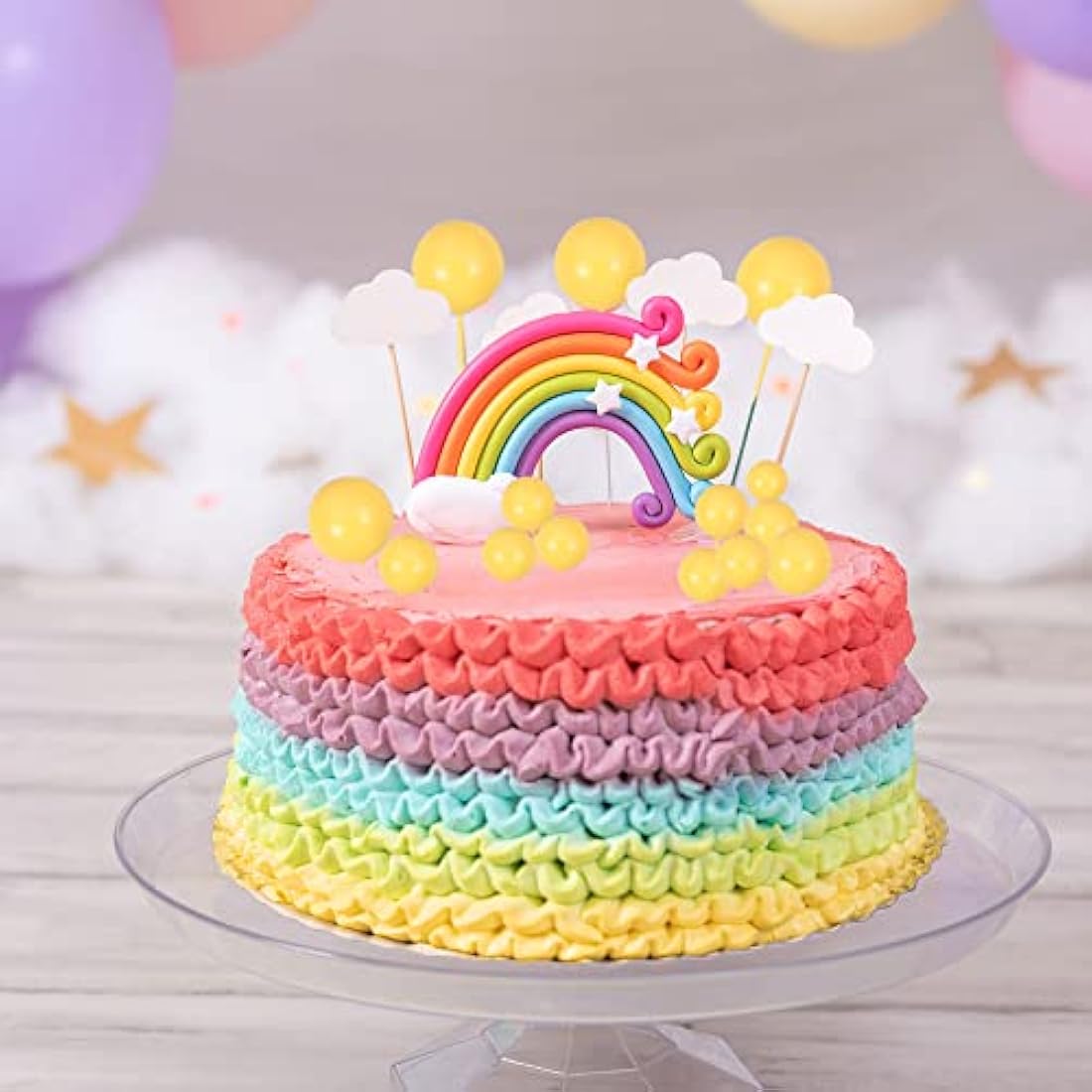 Gyufise 30Pcs Yellow Foam Ball Cake Toppers – Mini Balloon Cupcake Picks