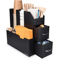Navaris Coffee Condiment Caddy – 2-Drawer Tea Station Organizer - Black