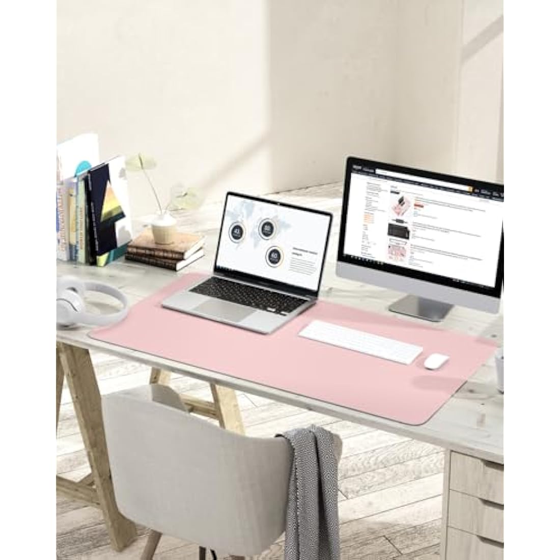 YSAGi Waterproof PVC Leather Desk Pad – Large Non-Slip Mouse Mat, Pink