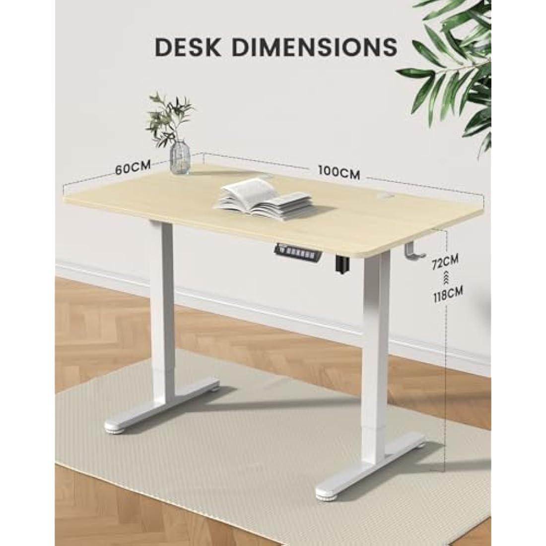 ErGear Electric Standing Desk – 100x60cm Height Adjustable Sit Stand