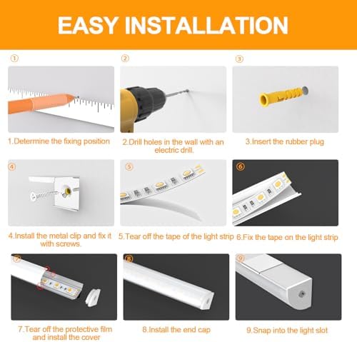 Angdarun V-Shape LED Aluminum Profile | 12-Pack 1M Channels with Diffuser