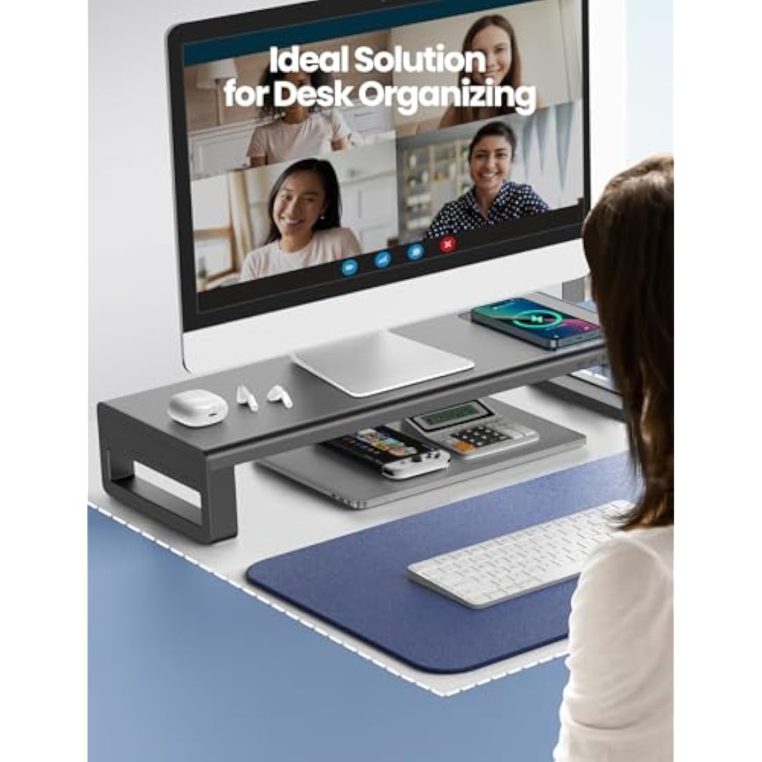 Vaydeer Monitor Stand with Wireless Charging, RGB Metal Riser & USB 3.0