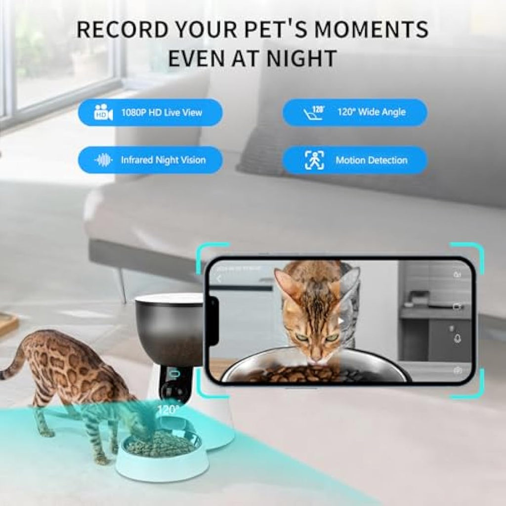 Podazz Automatic Cat Feeder with Camera | 5G WiFi Smart App Control, 4L
