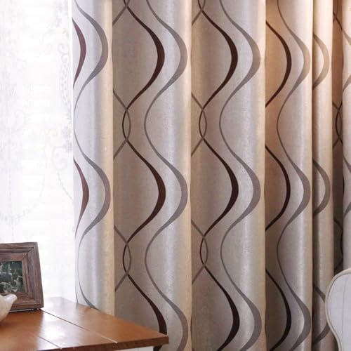 MYRU Modern Striped Curtains | 2 Panel Set Light Filtering Drapes