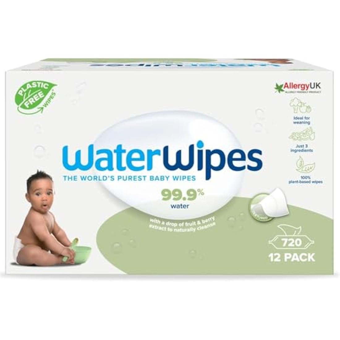 WaterWipes Sensitive+ Baby & Toddler Wipes | 720 Count | Unscented