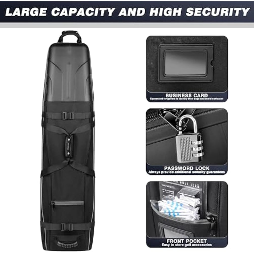CHAMPKEY Golf Travel Bag with Wheels | Hard Case Top | 1680D Oxford Fabric