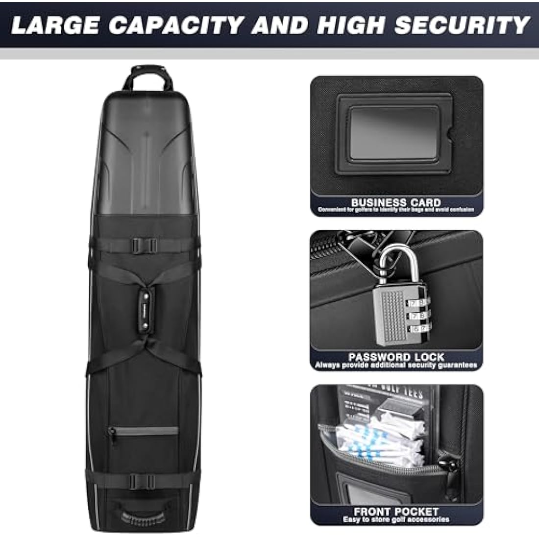 CHAMPKEY Golf Travel Bag with Wheels | Hard Case Top | 1680D Oxford Fabric