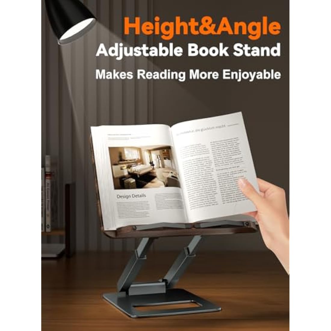 Tounee Ergonomic Adjustable Book Stand – Telescopic Aluminum Holder