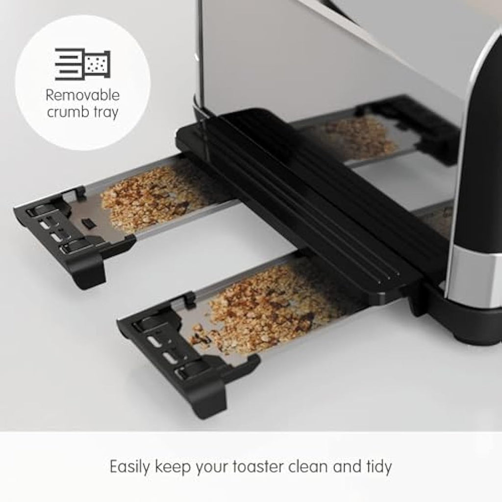 Morphy Richards Venture 4 Slice Toaster – Black with Defrost & High Lift